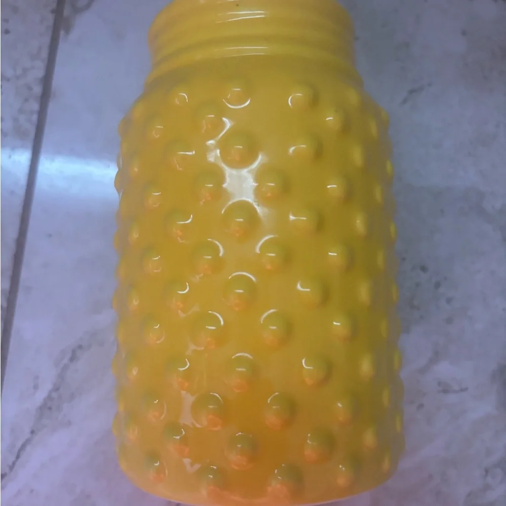 Yellow hobnail vase new